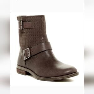 Vince Camuto Cahya Women's Dark Brown Leather and Suede Slip-on Ankle Booties